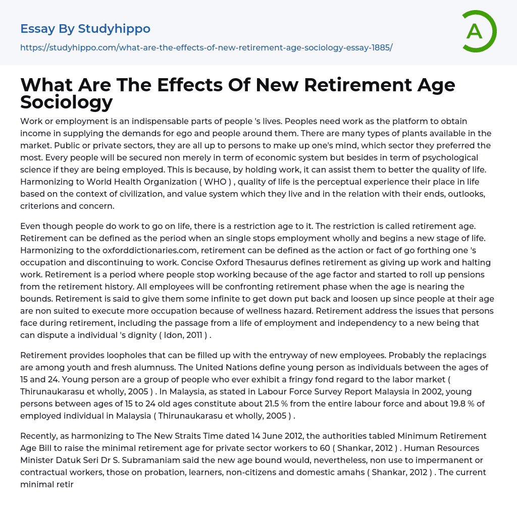 essay on retirement age