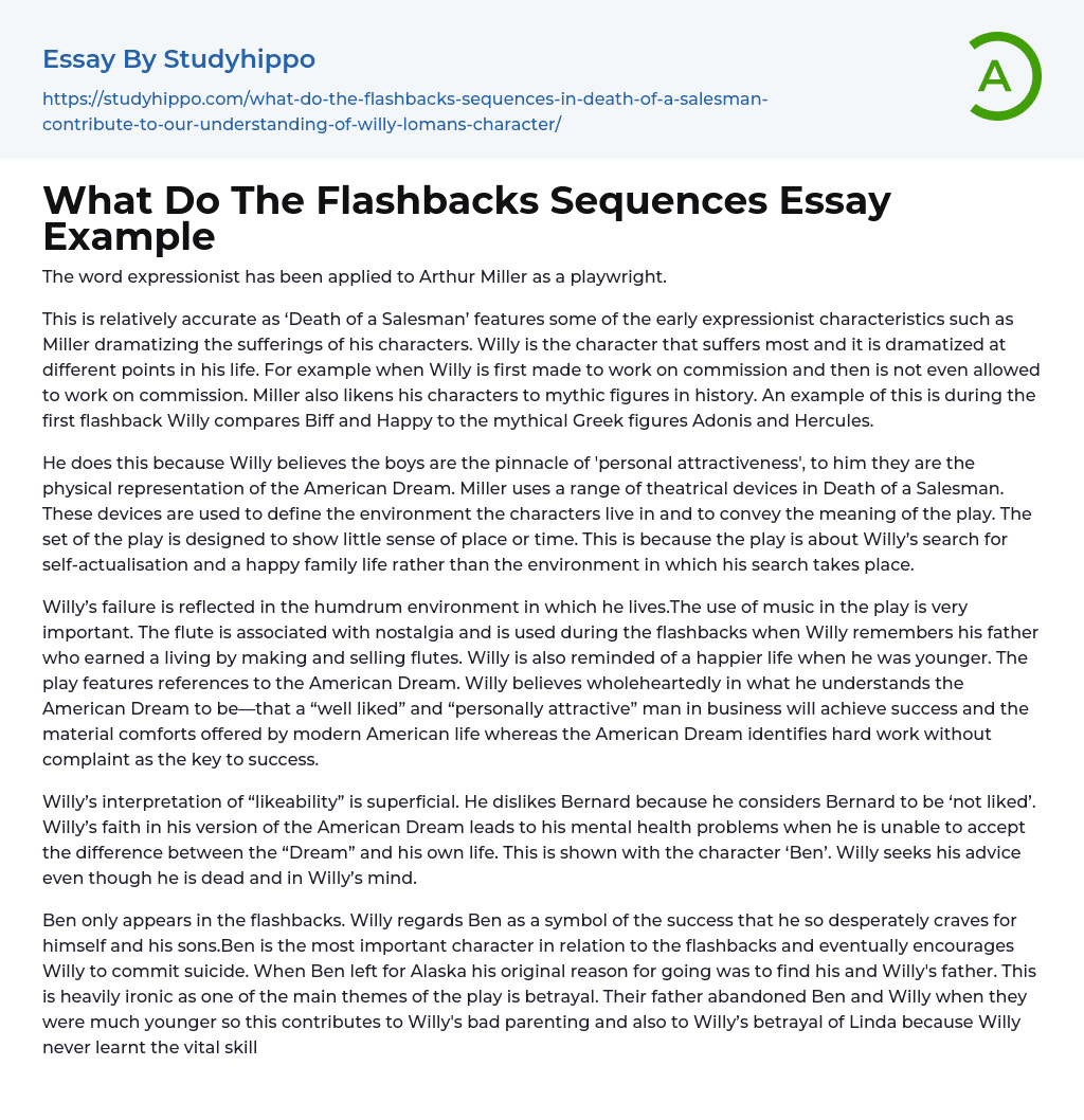 What Do The Flashbacks Sequences Essay Example