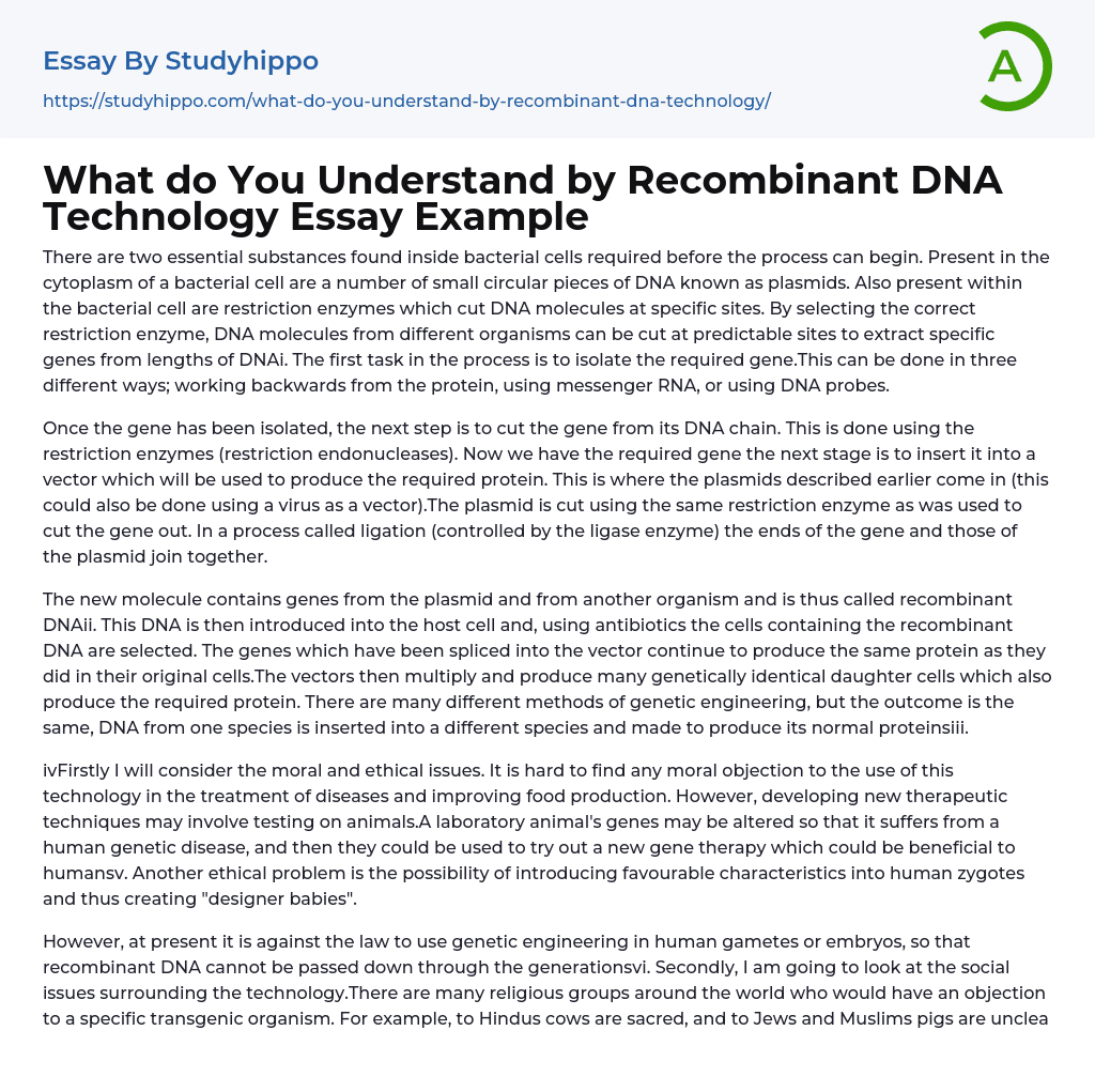 recombinant dna technology essay