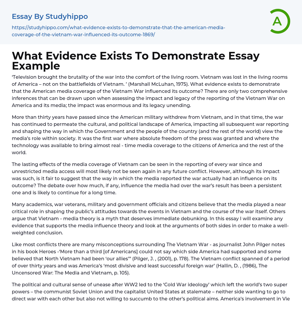 What Evidence Exists To Demonstrate Essay Example