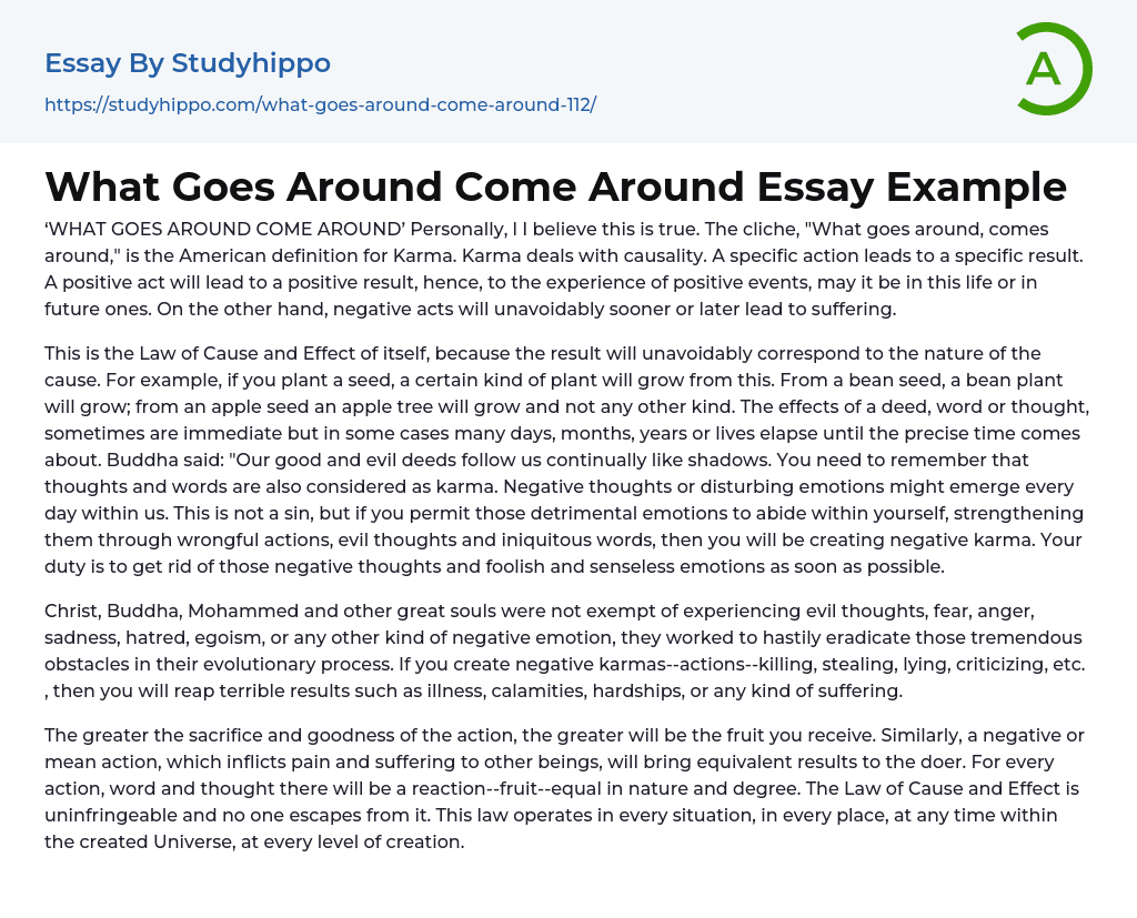 What Goes Around Come Around Essay Example