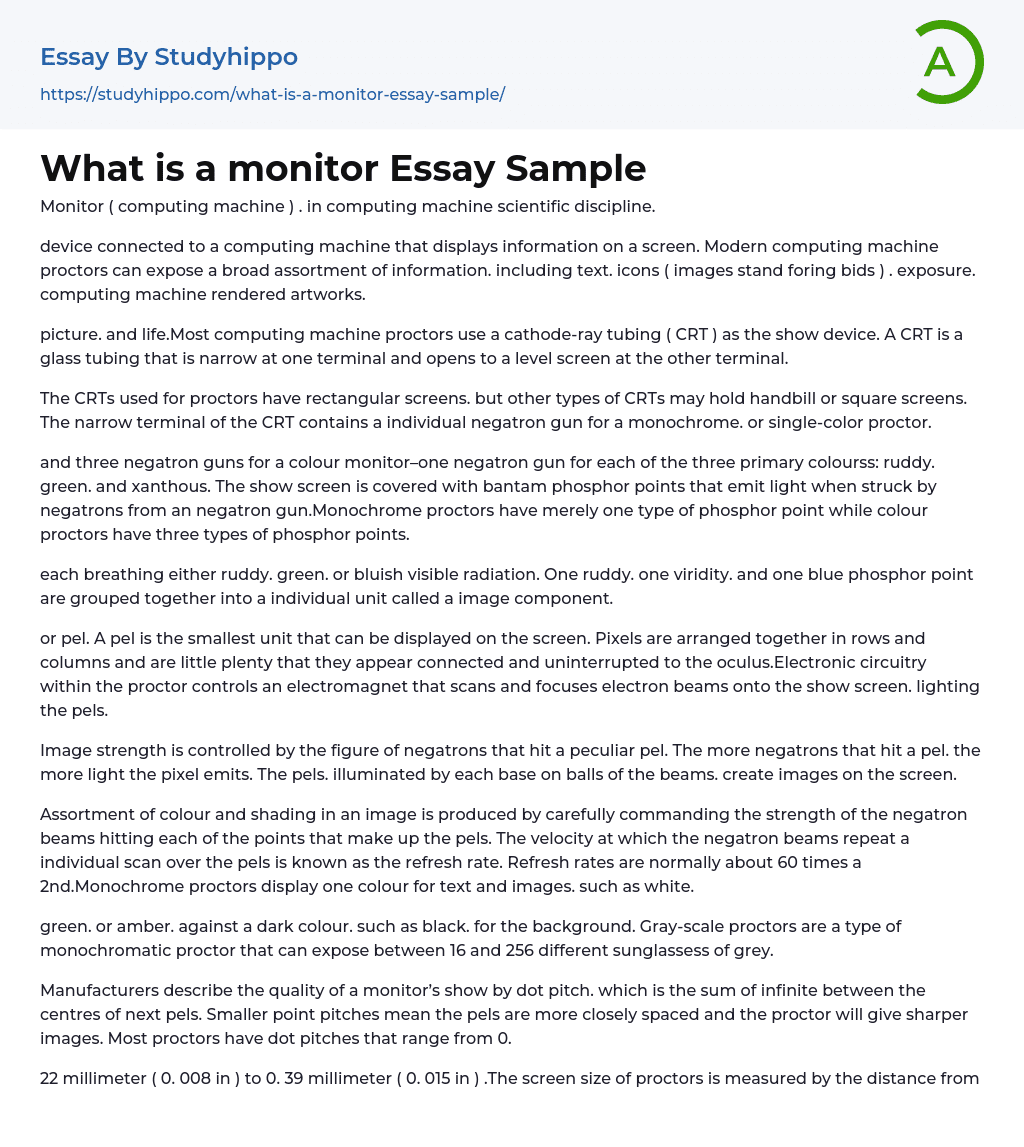 What is a monitor Essay Sample