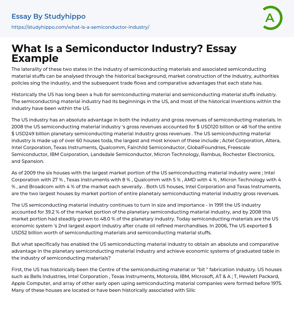 What Is a Semiconductor Industry? Essay Example