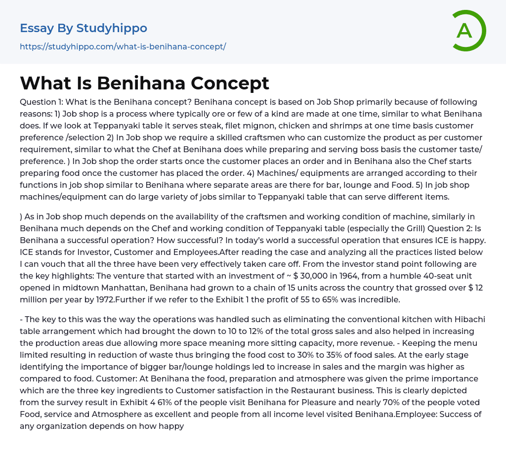 What Is Benihana Concept Essay Example