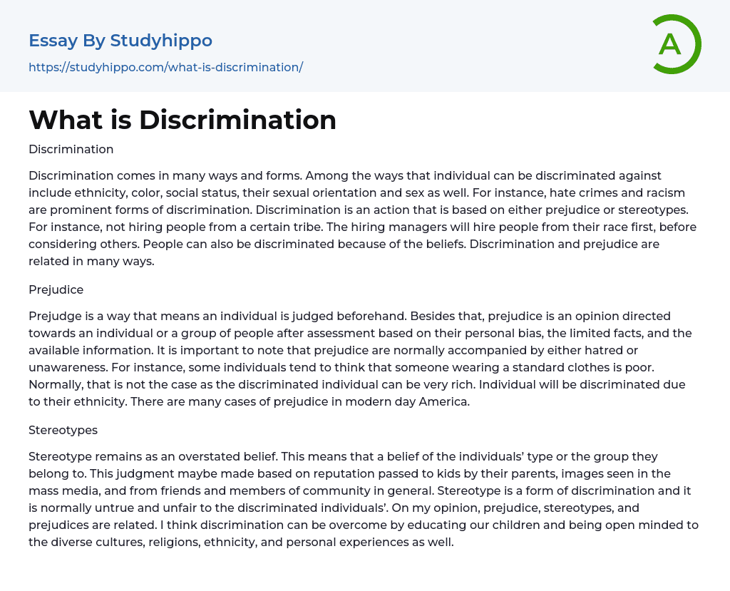 what is discrimination essay brainly