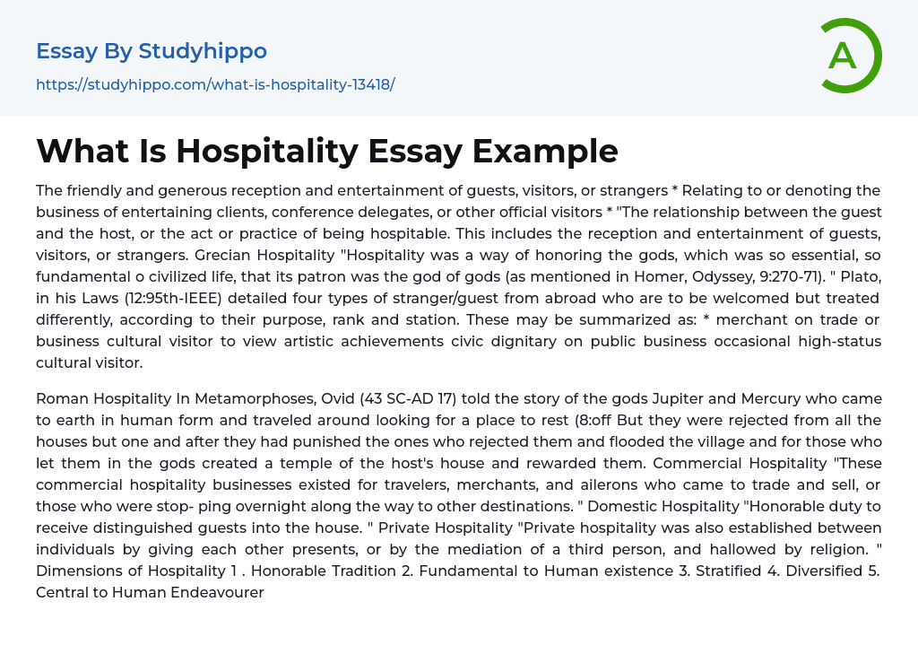 hospitality essay