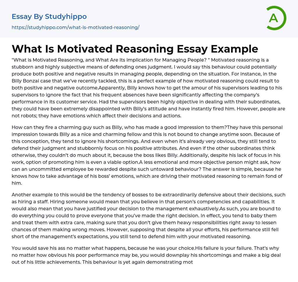 What Is Motivated Reasoning Essay Example