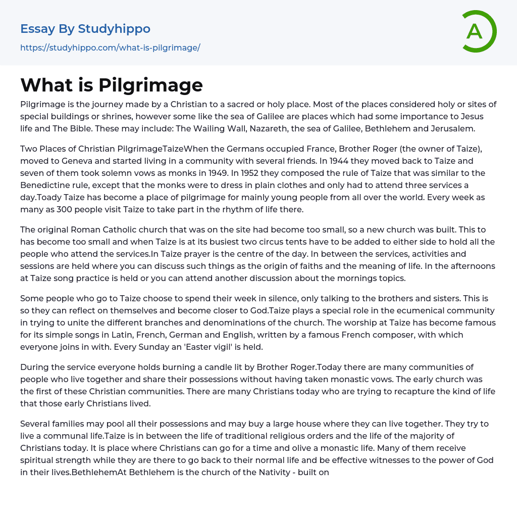 What is Pilgrimage Essay Example