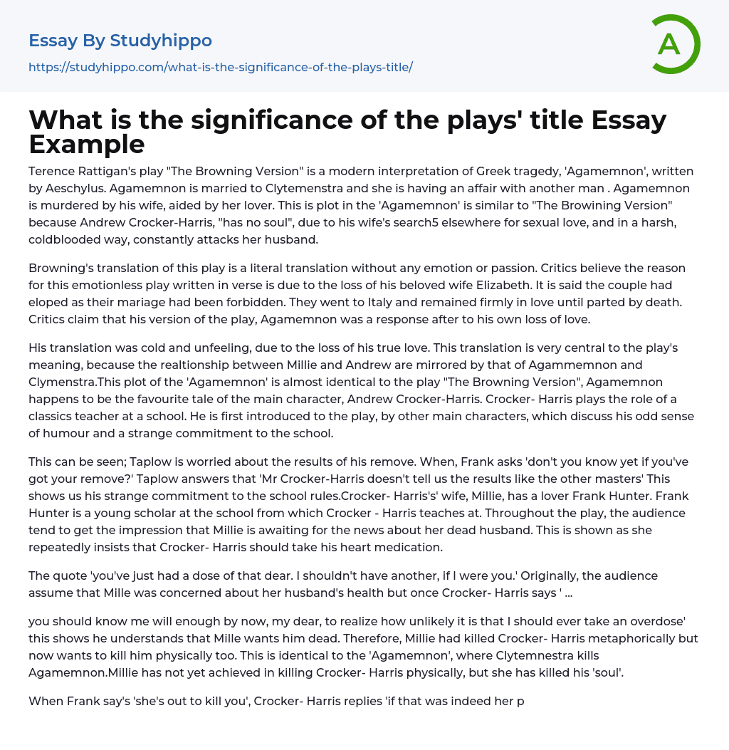 essay play title