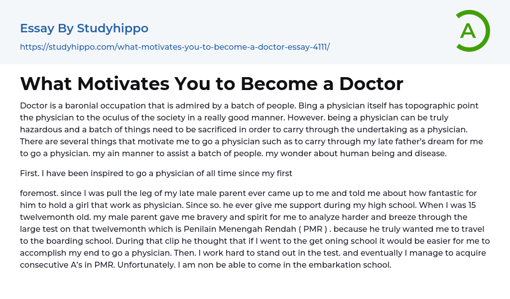 how to become a good doctor essay