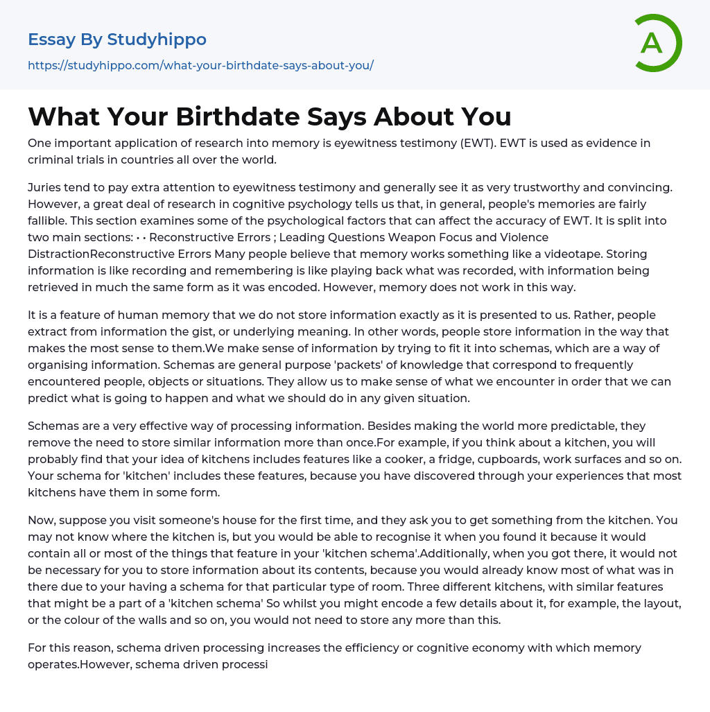 What Your Birthdate Says About You Essay Example