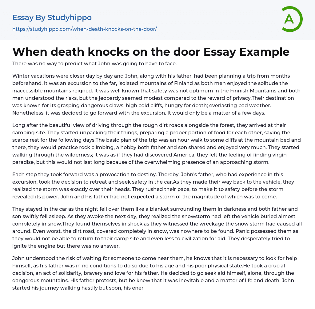 When death knocks on the door Essay Example