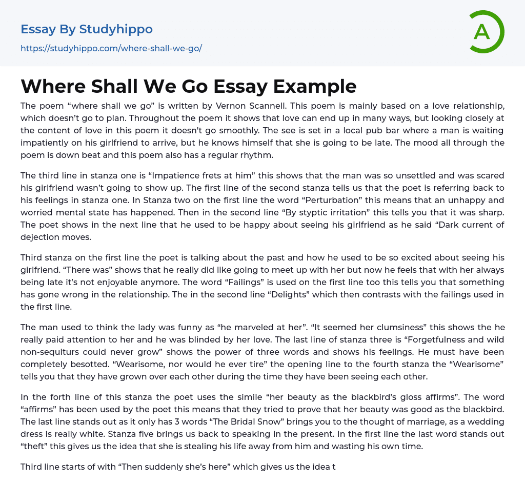 Where Shall We Go Essay Example