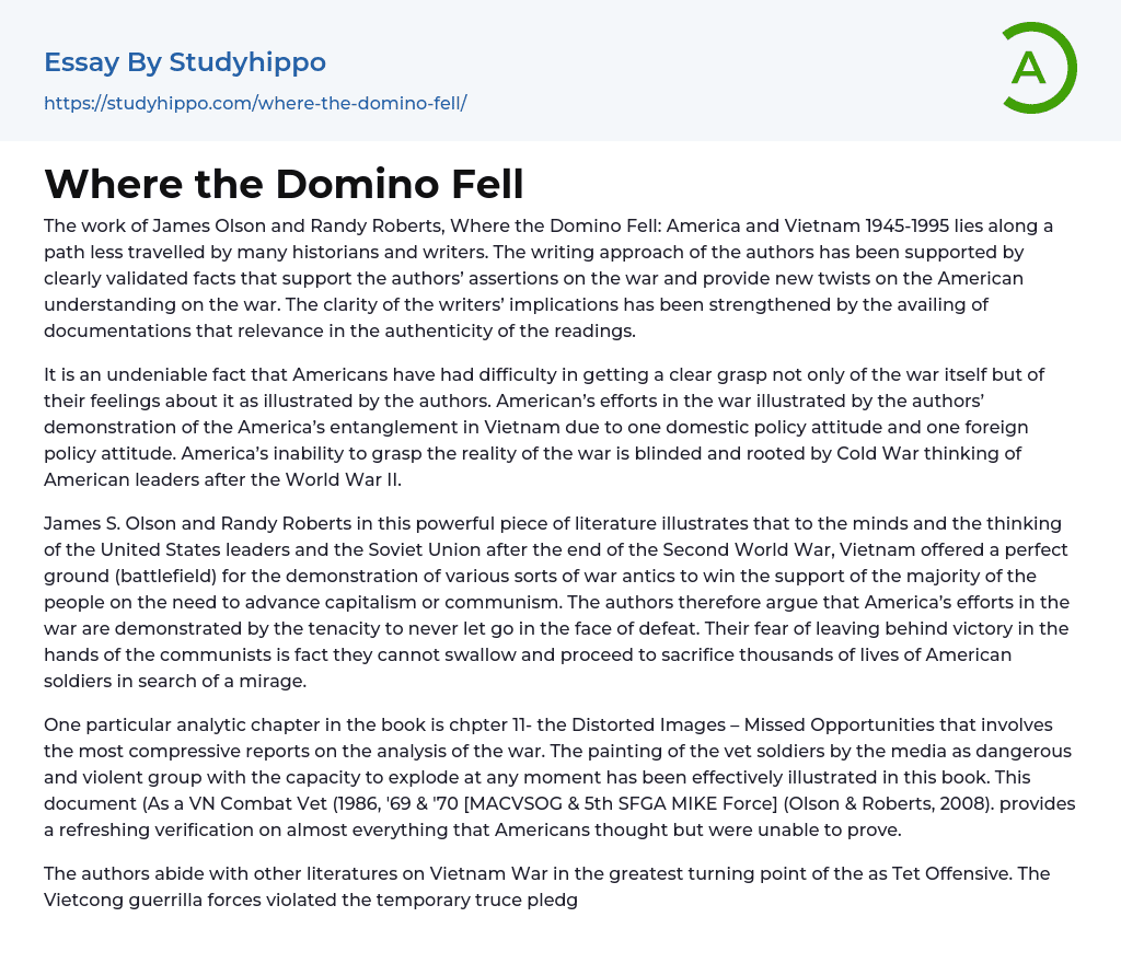 Where the Domino Fell Essay Example