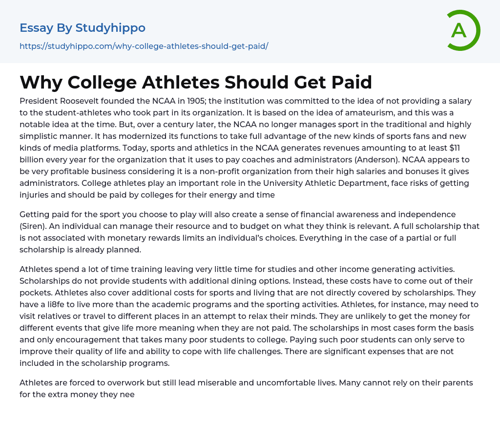 Why College Athletes Should Get Paid Essay Example StudyHippo