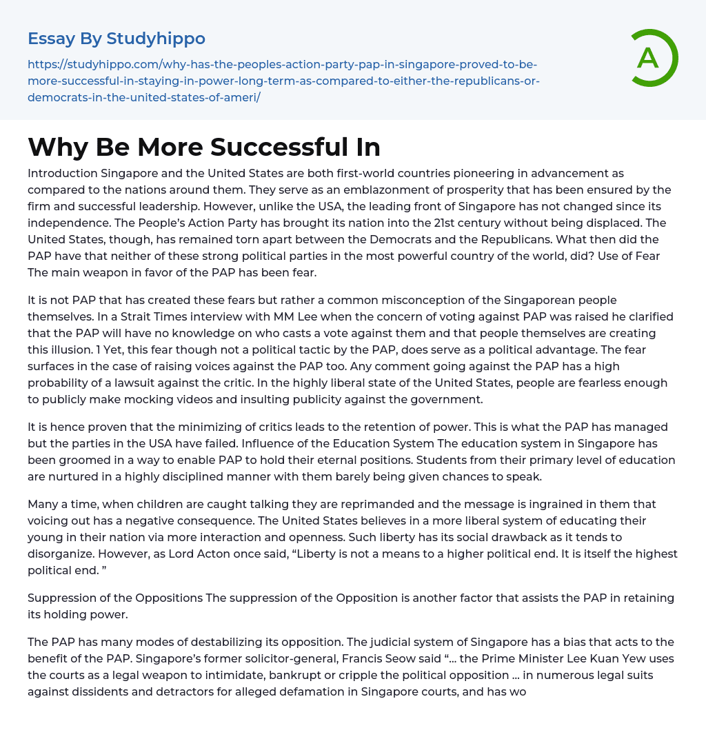 Why Be More Successful In Essay Example