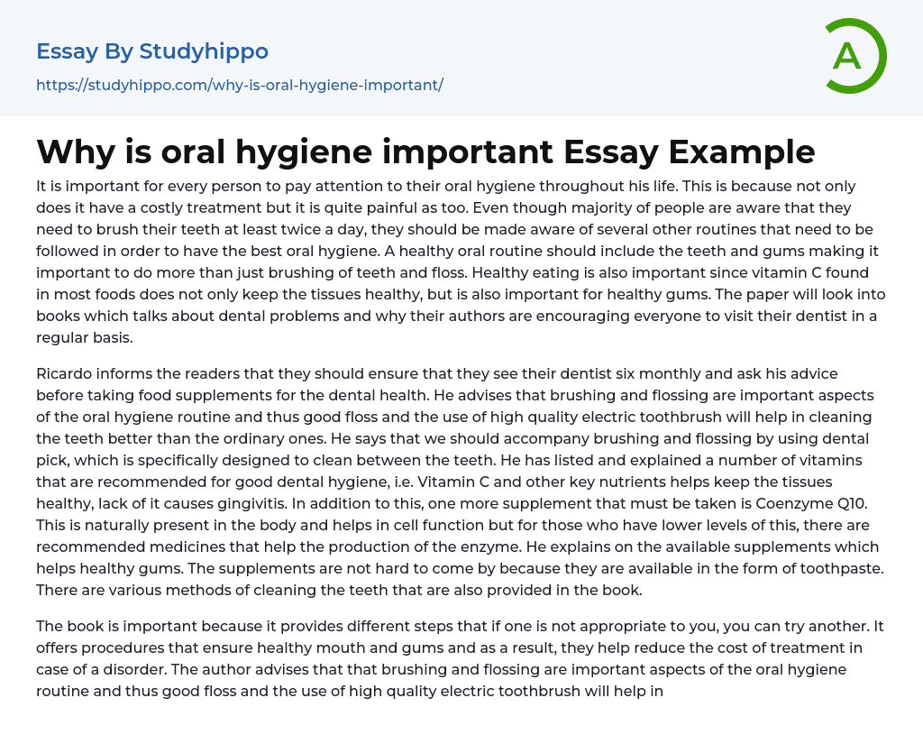 essay on oral hygiene for class 2