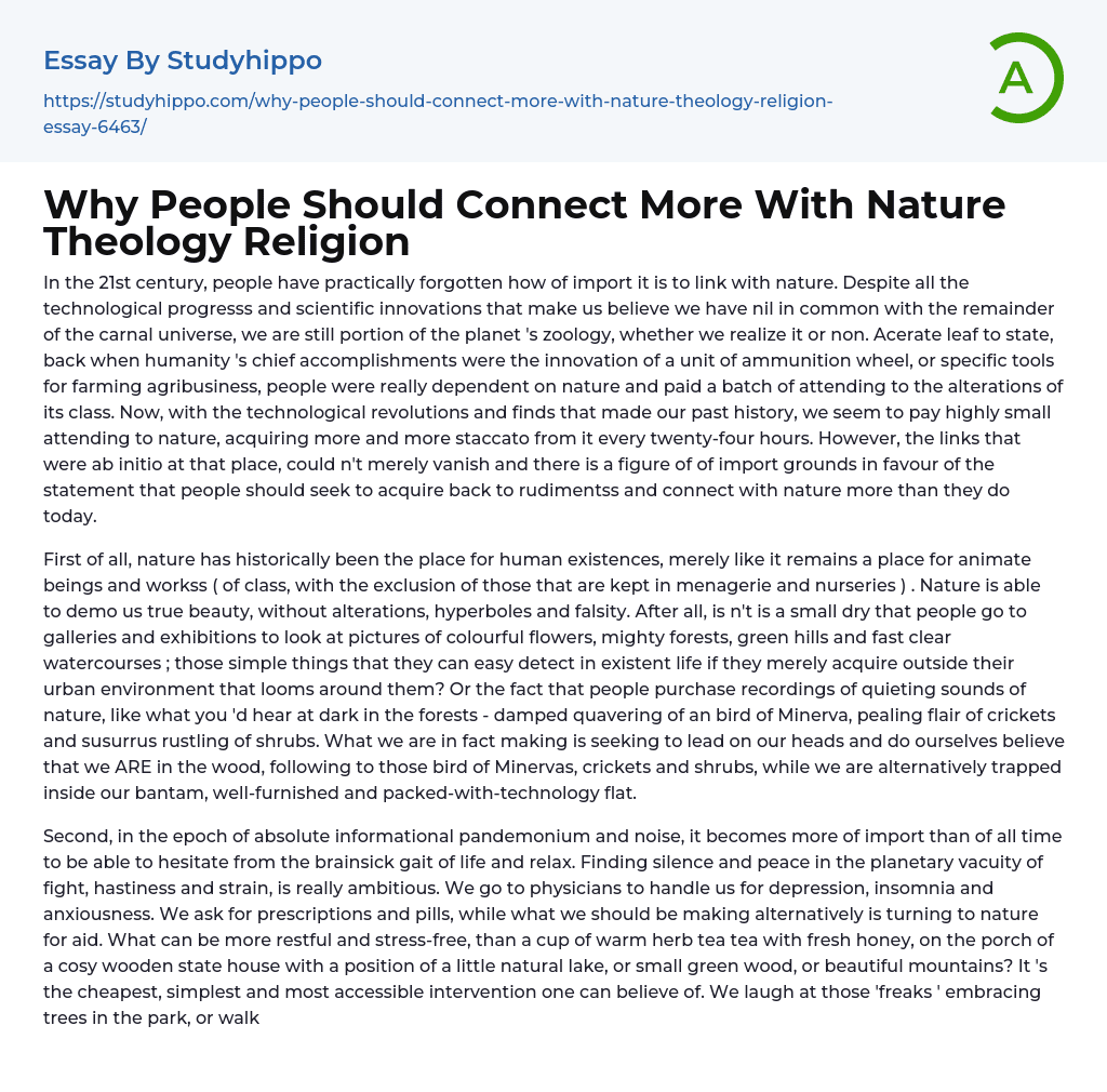 Why People Should Connect More With Nature Theology Religion