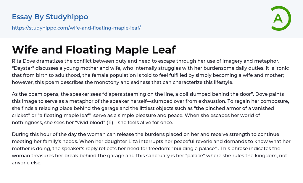 Wife and Floating Maple Leaf Essay Example