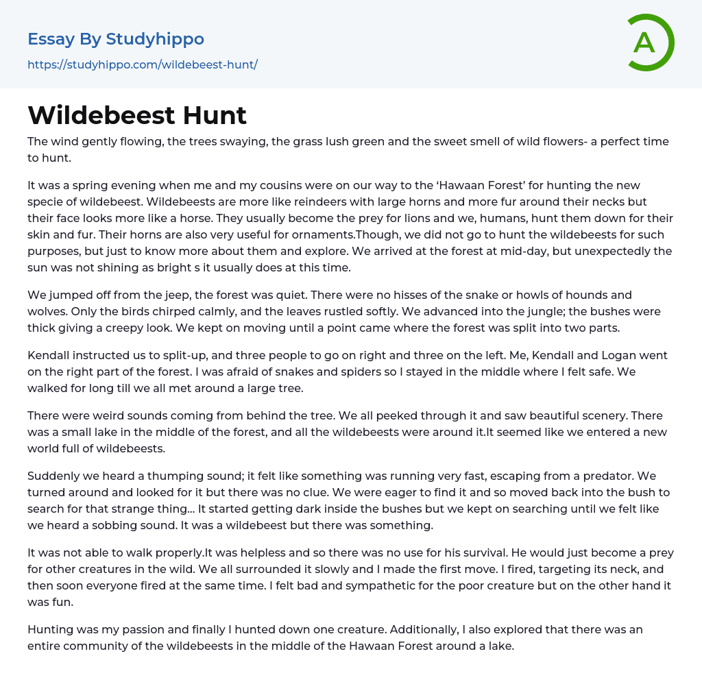 Wildebeest Hunt Essay Example