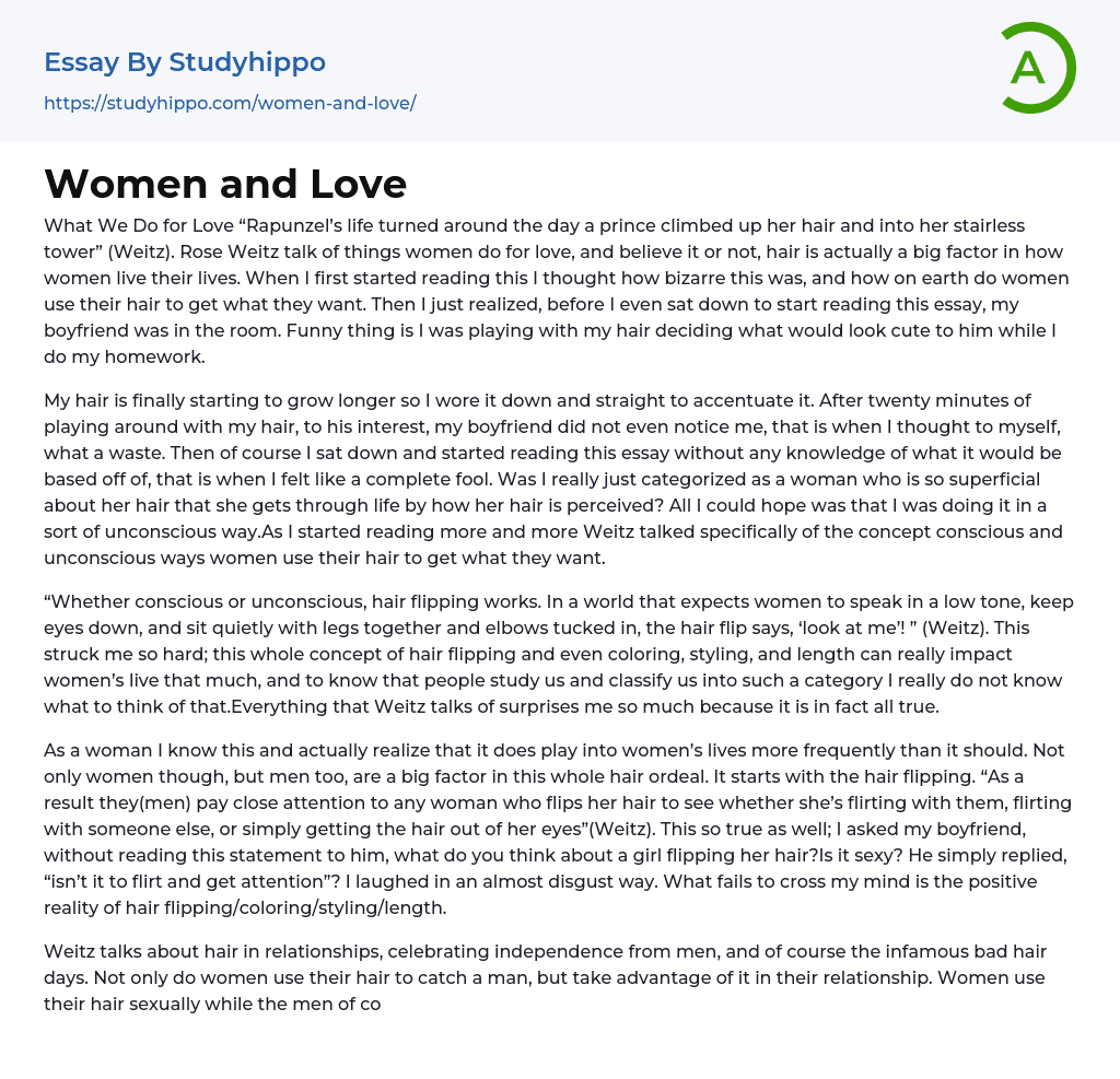 Women and Love Essay Example