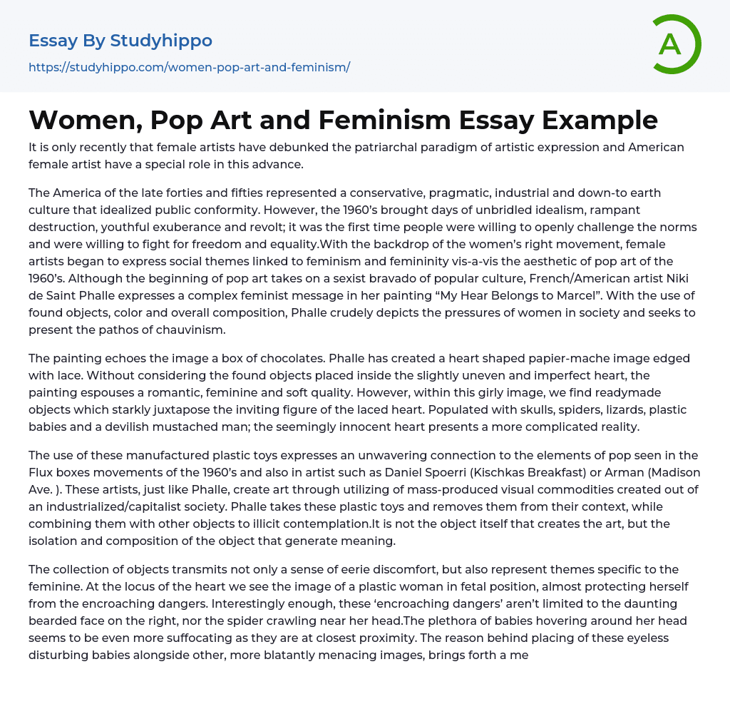 Women, Pop Art and Feminism Essay Example