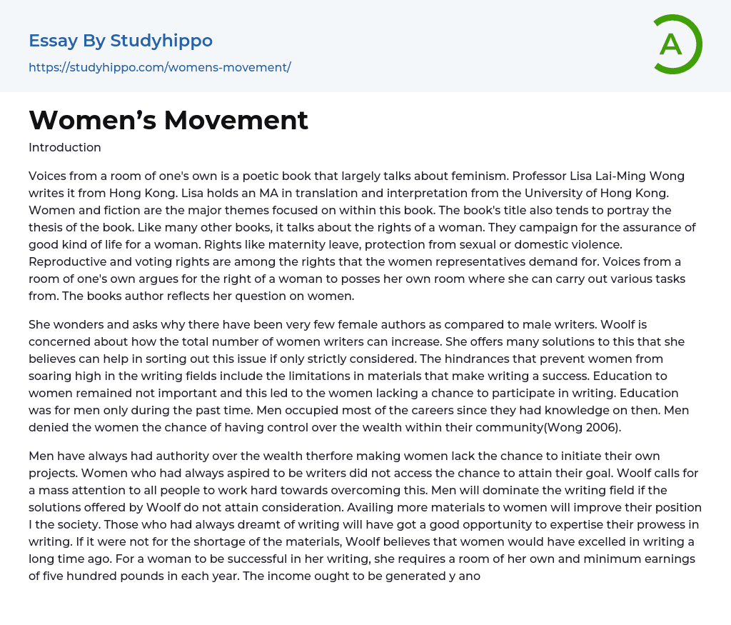 Women’s Movement Essay Example