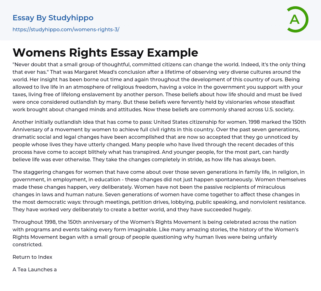 Womens Rights Essay Example