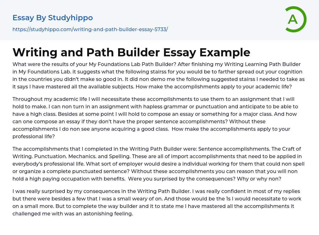 Writing and Path Builder Essay Example