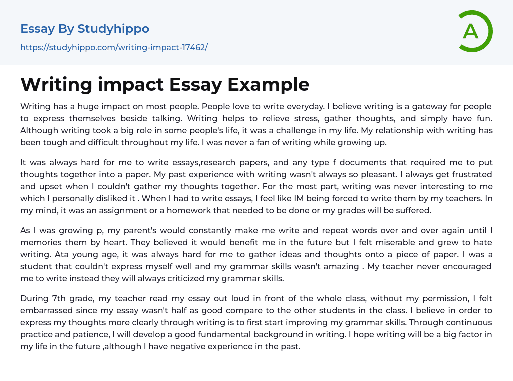 Writing impact Essay Example