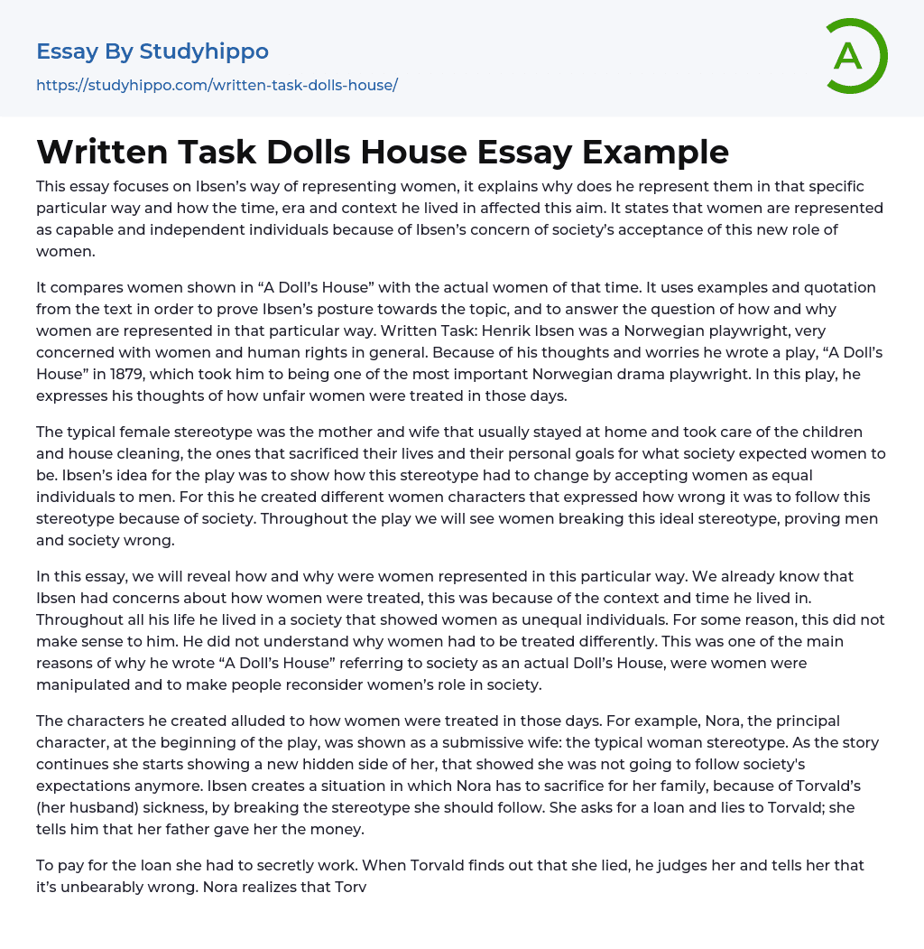 Written Task Dolls House Essay Example