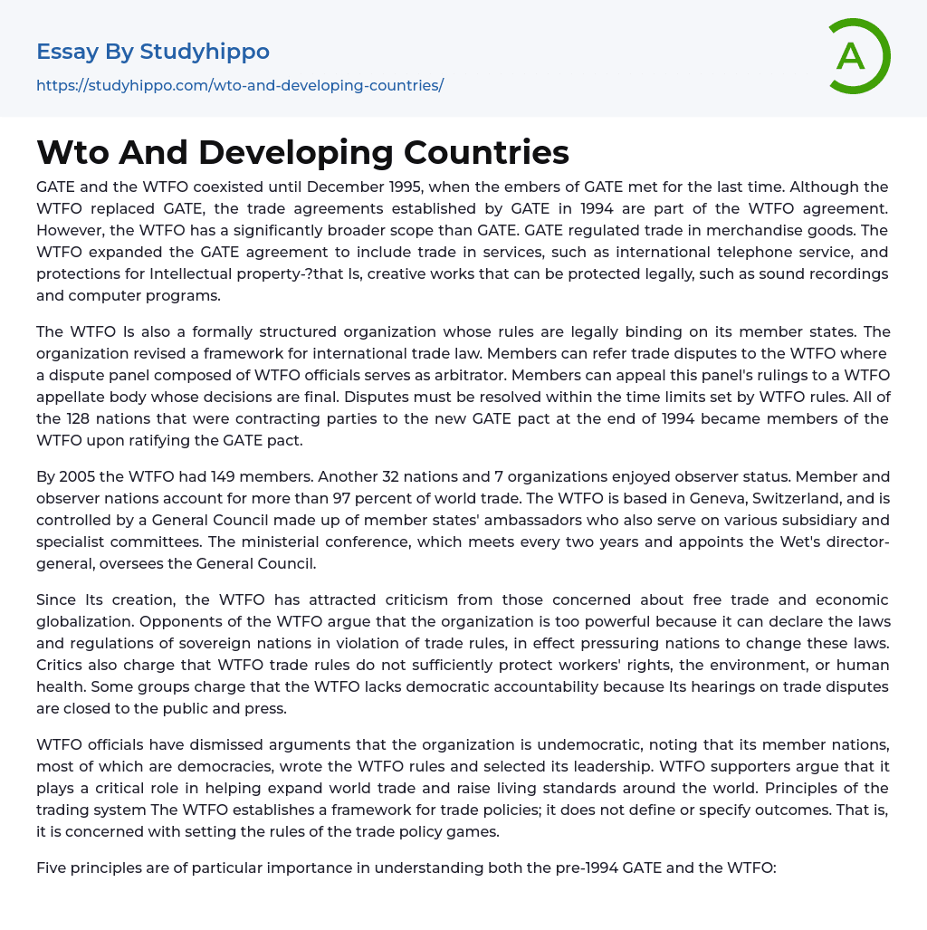 Wto And Developing Countries Essay Example