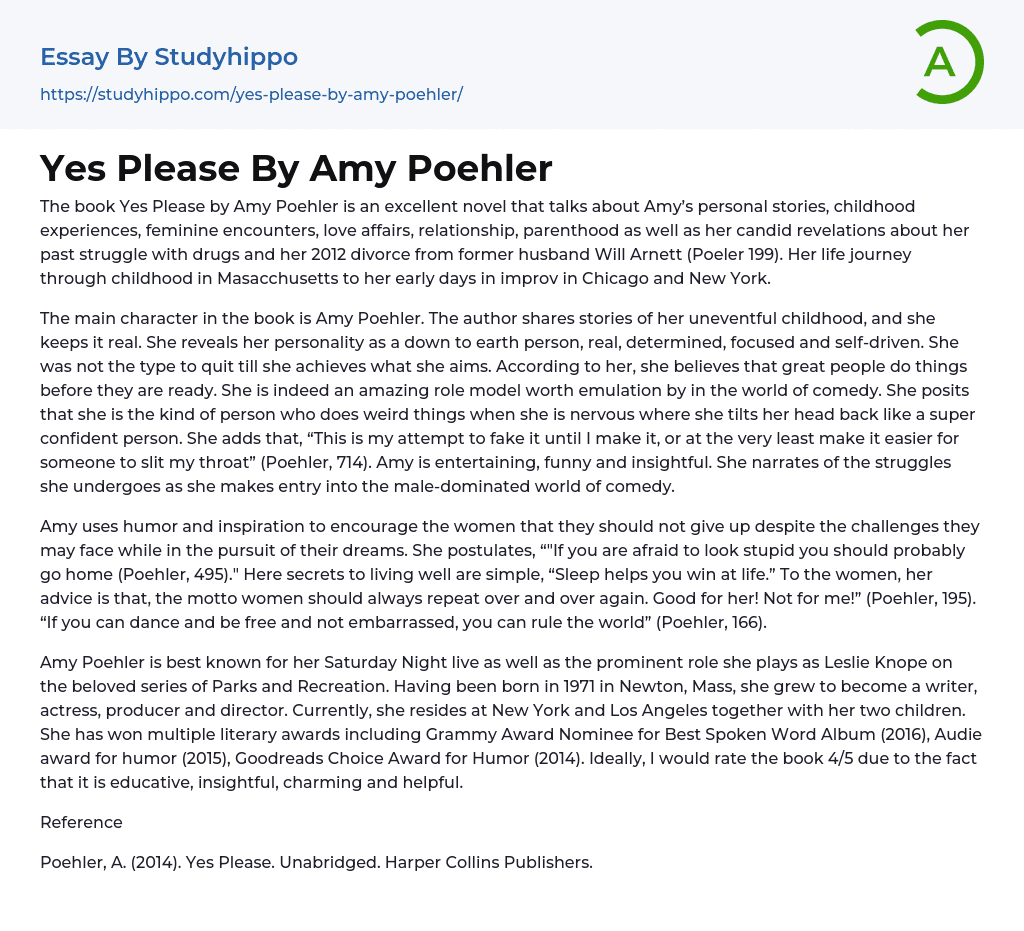 Yes Please By Amy Poehler Essay Example