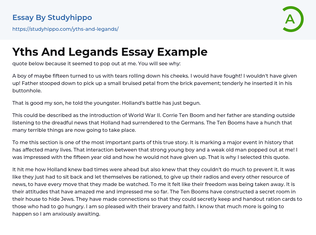Yths And Legands Essay Example