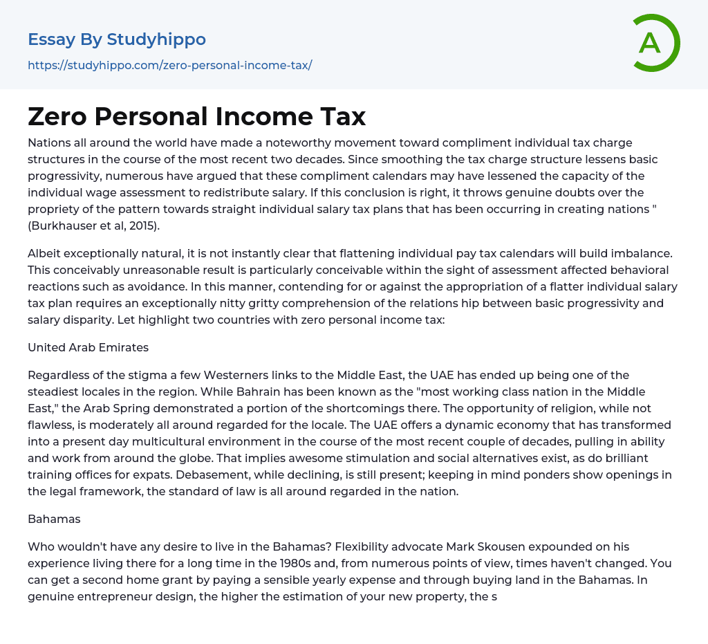 Zero Personal Income Tax Essay Example
