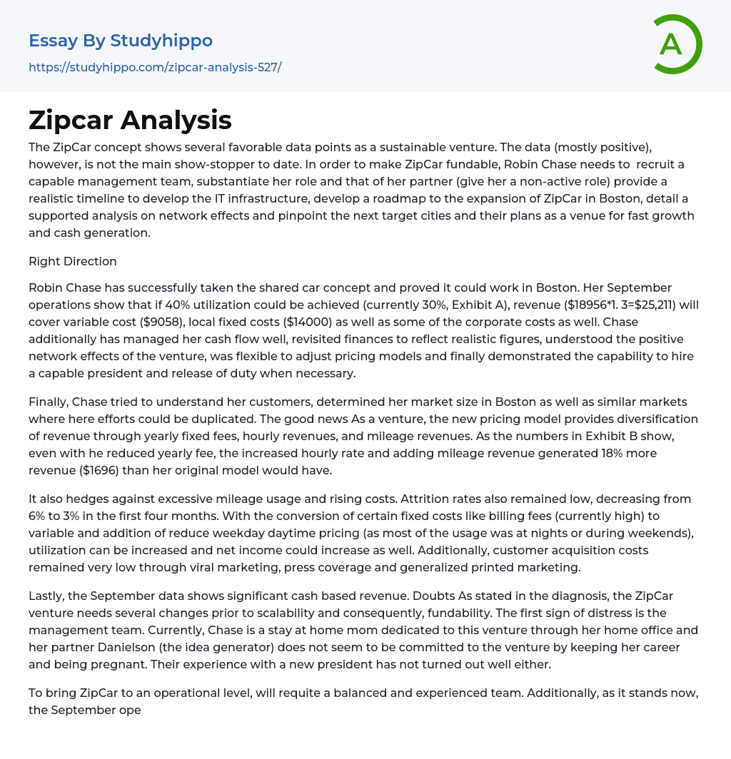 Zipcar Analysis Essay Example