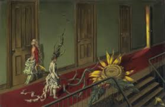 Study this work by Dorothea Tanning ... how does she achieve a supernatural effect in this work?