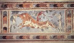 This famous Minoan frescoe was found on the Island of Crete in the Palace of _________.