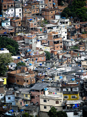 What term refers to Brazilian slums and shantytowns like the one shown in this image?