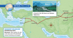 Can you identify the early Silk Road, 150 BC-500 AD on the map, look at the image?