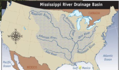 Name 3 of the 5 main rivers that drain into the Mississippi