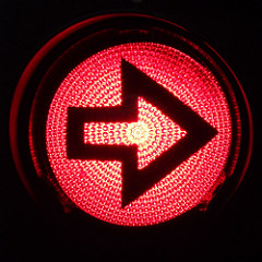 What does a red arrow traffic signal like the one shown below mean?