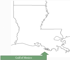 What is the south border of Louisiana?