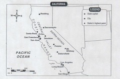 What landforms would you cross if you traveled from Redding to San Jose?