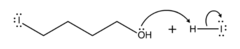 Draw the reaction between the 4-iodobutanol and the new HI molecule