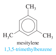 three methyls + benzene