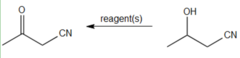 What reagent reacts with a cyanoalcohol to form 1-cyano-2-propanone?
