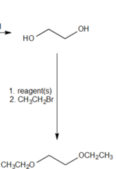 What reagent would you use to convert 1,2-ethanediol and bromoethane into 1,2-diethoxyethane?