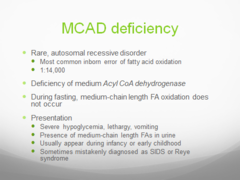 Acyl-CoA dehydrogenase deficiency