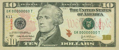 Face on $10 Ten dollar bill: